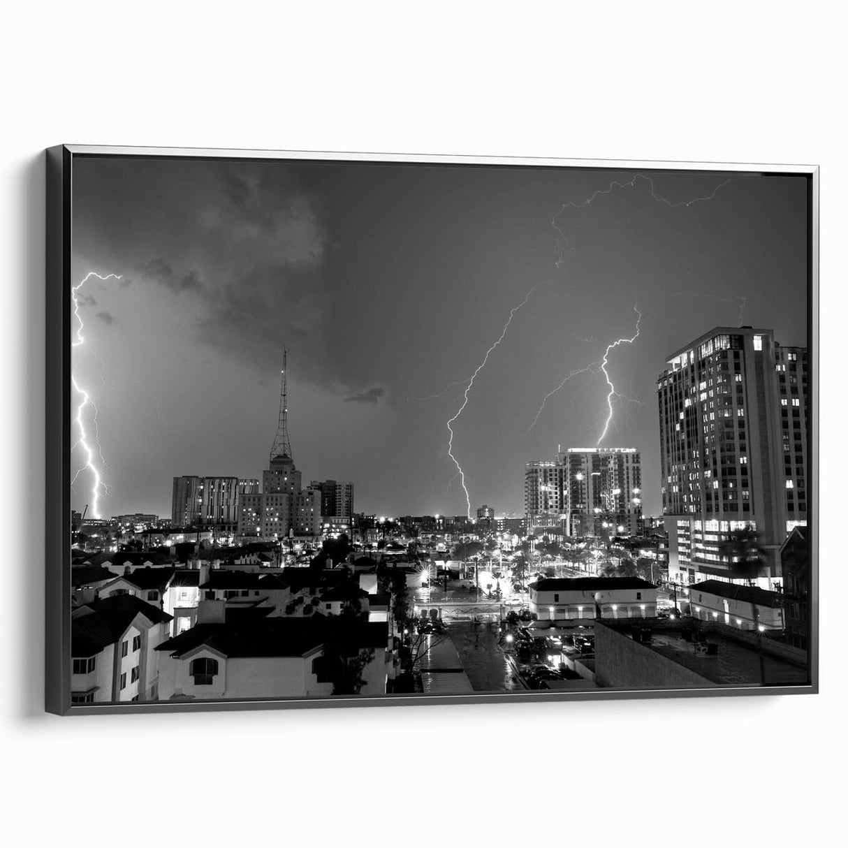 Black and white vintage poster art featuring a serene landscape, ideal for bedroom wall decor.