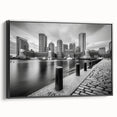 Black and white vintage poster art of a landscape painting on canvas, ideal for bedroom wall decor.