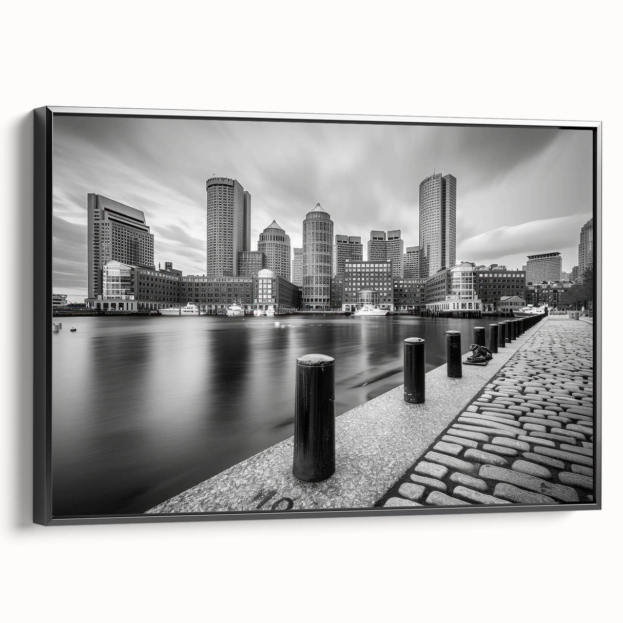 Black and white vintage poster art of a landscape painting on canvas, ideal for bedroom wall decor.