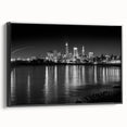 Black and white vintage poster art featuring a serene landscape, ideal for bedroom wall decor.