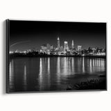 Black and white vintage poster art featuring a serene landscape, ideal for bedroom wall decor.