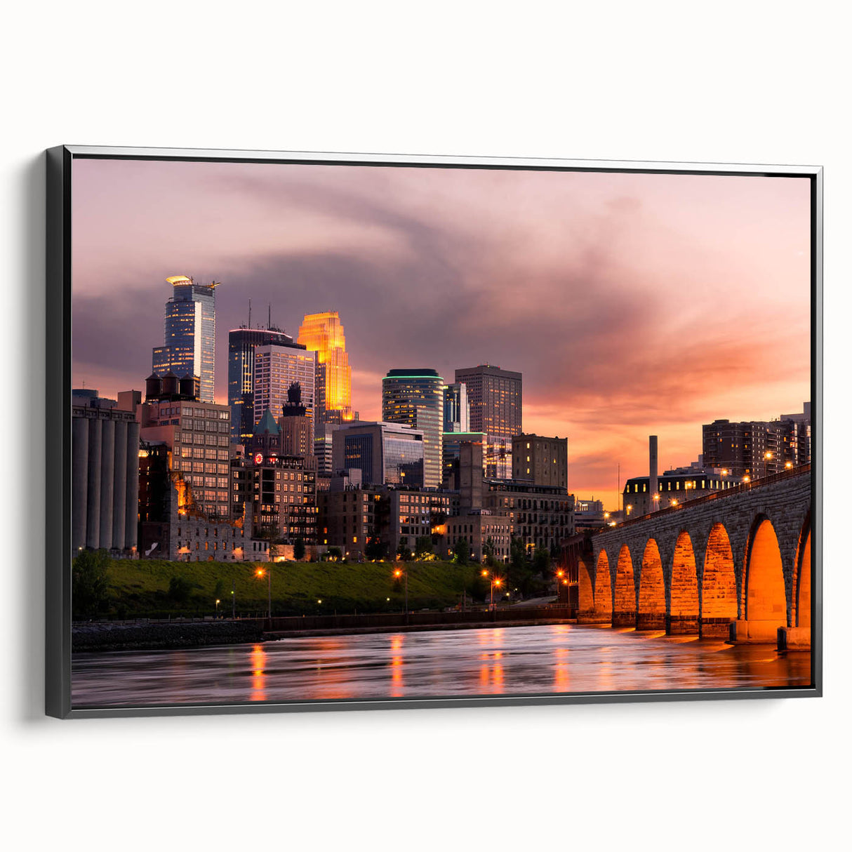 Black and white vintage poster art depicting a serene landscape, ideal for bedroom wall decor.