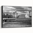 Black and white vintage poster art featuring a serene landscape, ideal for bedroom wall decor.