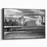 Black and white vintage poster art featuring a serene landscape, ideal for bedroom wall decor.