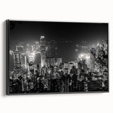 Black and white landscape painting on canvas featuring a serene tree-lined river, in a vintage poster style.
