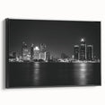 Black and white vintage poster art of a serene landscape, printed on canvas, suitable for bedroom decor.