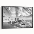 Black and white vintage poster art of a mountainous landscape, ideal for bedroom wall decor.
