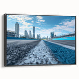 Black and white vintage poster art of a mountain landscape on canvas, ideal for bedroom decor.