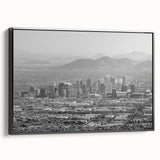 Black and white vintage poster art of a serene landscape, printed on framed canvas, ideal for bedroom wall decor.