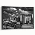 Black and white vintage poster art of a landscape, printed on canvas, suitable for bedroom wall decor.