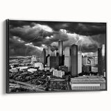 Black and white vintage poster art of a landscape, printed on canvas, suitable for bedroom wall decor.