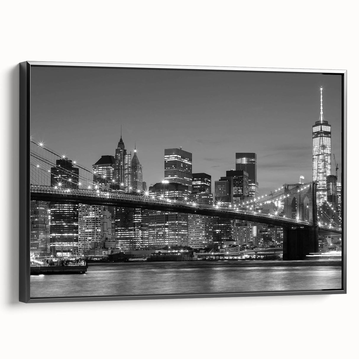 Black and white vintage poster art featuring a serene landscape, ideal for bedroom wall decor.