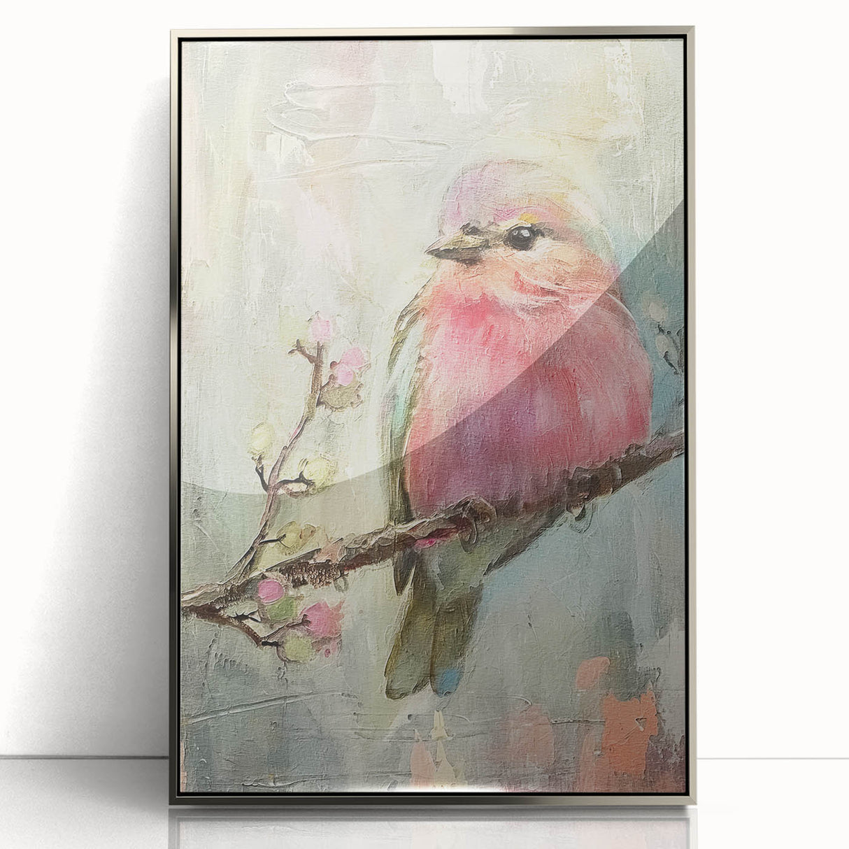 Framed acrylic artwork showcasing a silver design, elegantly displayed from the front view, perfect for modern home decor and art enthusiasts. Ideal for enhancing interior aesthetics.
