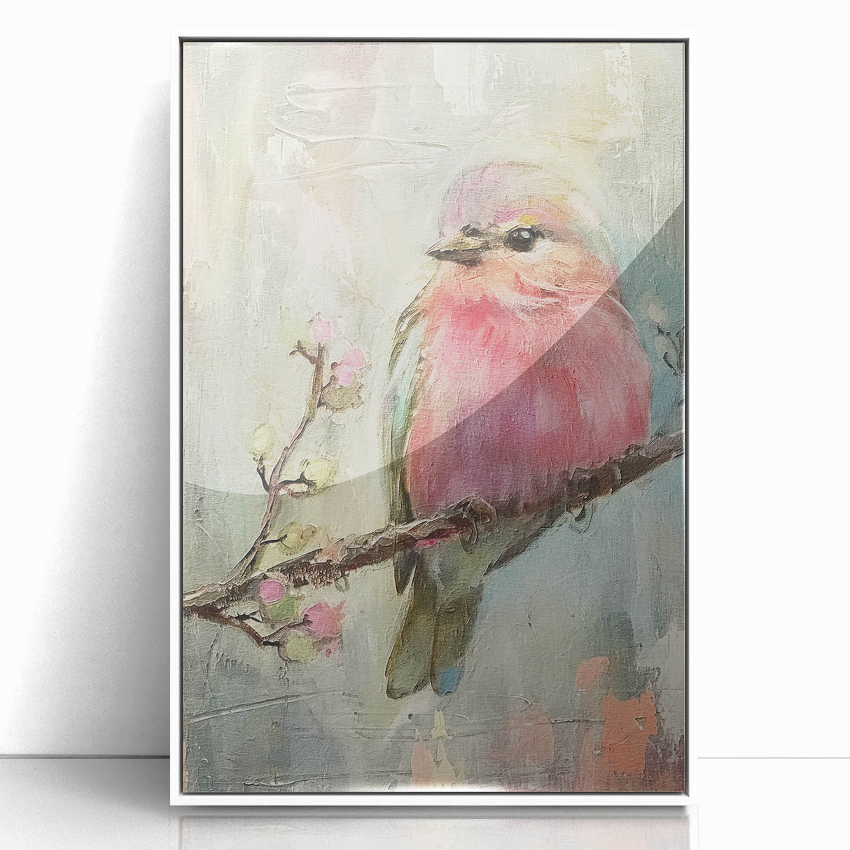 Framed acrylic artwork showcasing a modern white design with a sleek finish, ideal for enhancing contemporary home decor and gallery displays.