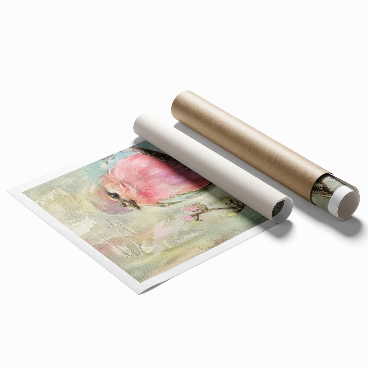 Rolled canvas print showcasing vibrant African tribal art with intricate patterns and rich colors, securely packaged in a durable cardboard tube for safe shipping.