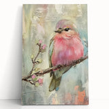 Stretched canvas featuring an abstract ocean-inspired artwork in vibrant blues and greens, leaning against a rustic wooden wall, perfect for modern home decor.