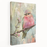 Stretched canvas print showcasing a vibrant abstract design with bold colors, viewed from the side, highlighting its gallery-wrapped edges for modern decor.