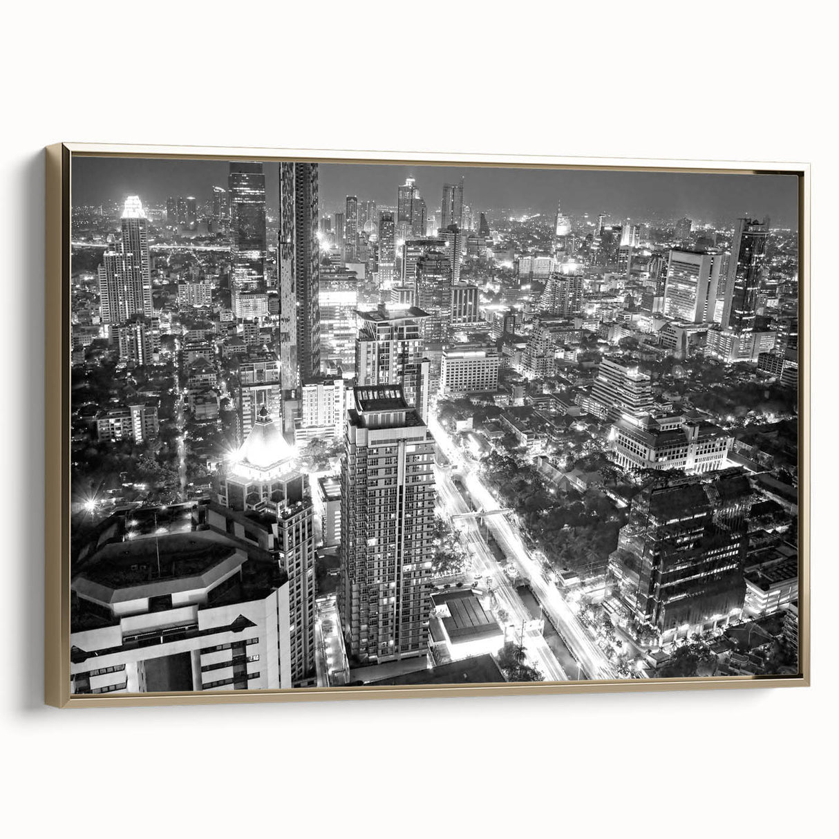 Landscape painting of a serene lake at dusk in muted gray and black tones, ideal for bedroom wall decor.
