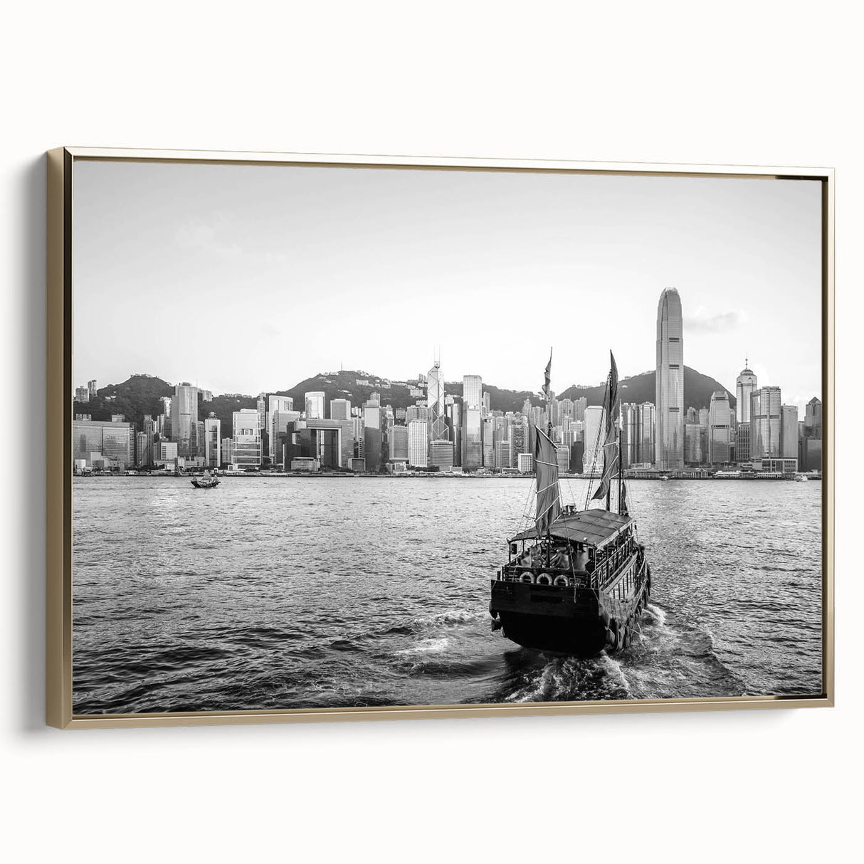 Landscape art painting of a serene mountain scene in muted earth tones on a framed poster, ideal for bedroom wall decor.