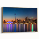 Vintage poster art featuring a serene landscape painting in black and white tones on framed canvas.