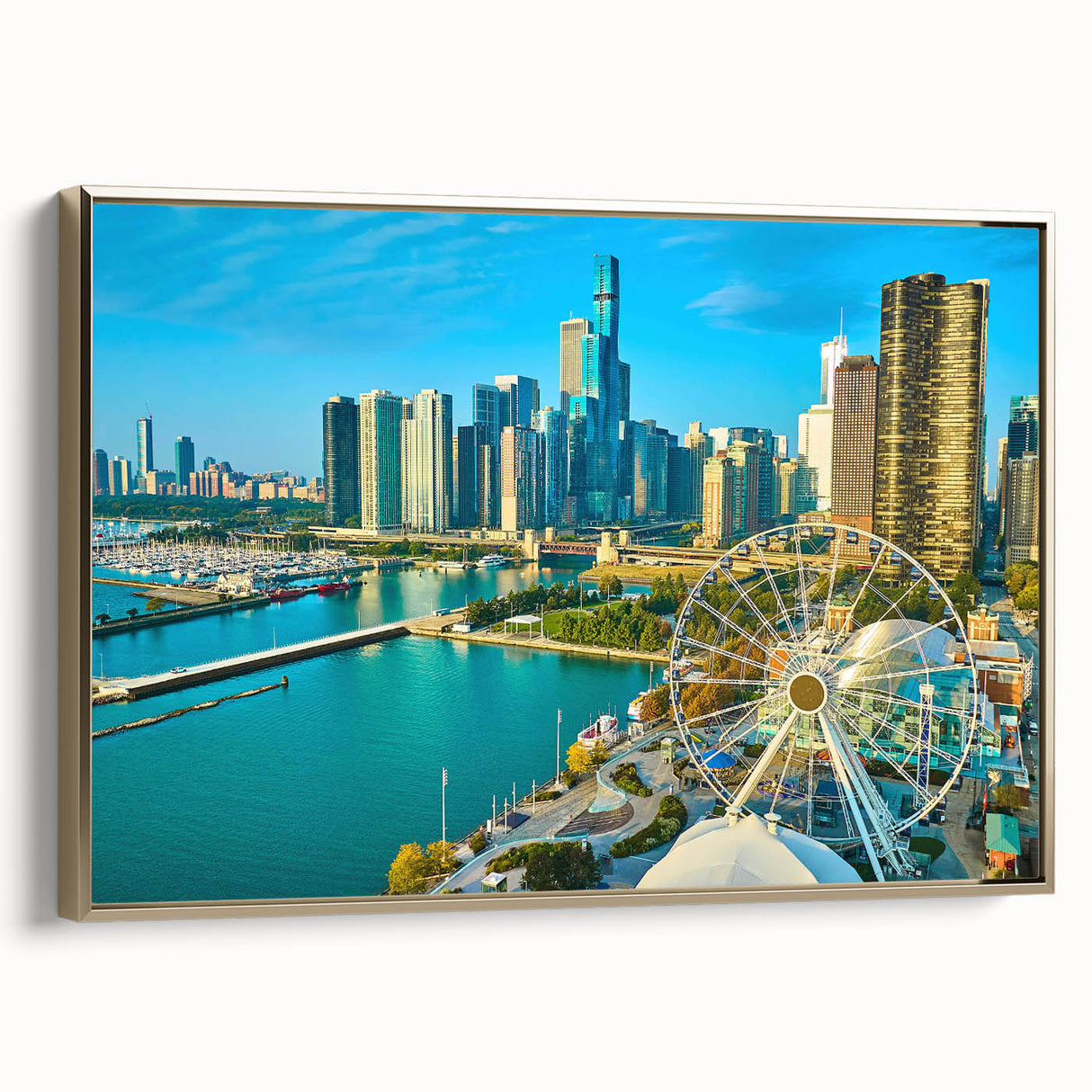 Landscape painting of a serene lake scene in muted earth tones, framed poster, suitable as wall art for bedroom.