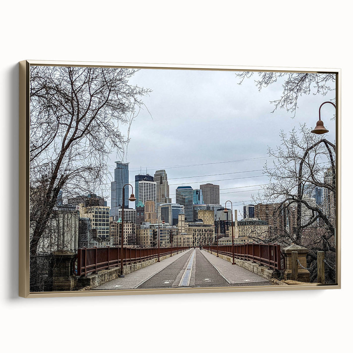 Vintage poster art of a tranquil landscape in muted black and gray tones on a framed canvas, suitable for bedroom wall decor.