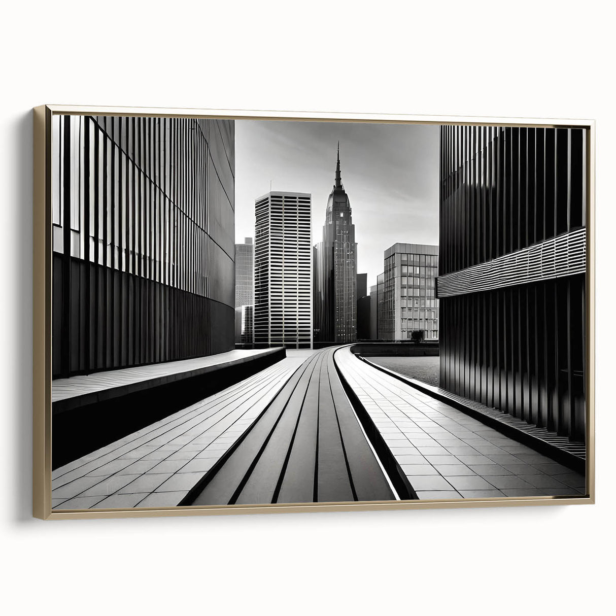 Vintage poster art depicting a landscape with muted earth tones on framed canvas, great for bedroom ambiance.