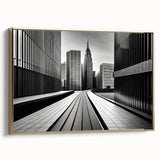Vintage poster art depicting a landscape with muted earth tones on framed canvas, great for bedroom ambiance.