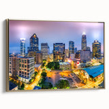 Landscape painting of a serene lake scene in muted blues and greens, vintage poster style, suitable as wall art for bedroom.