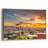 Vintage poster art depicting a serene landscape in muted earth tones on rolled canvas, suitable for bedroom wall decor.