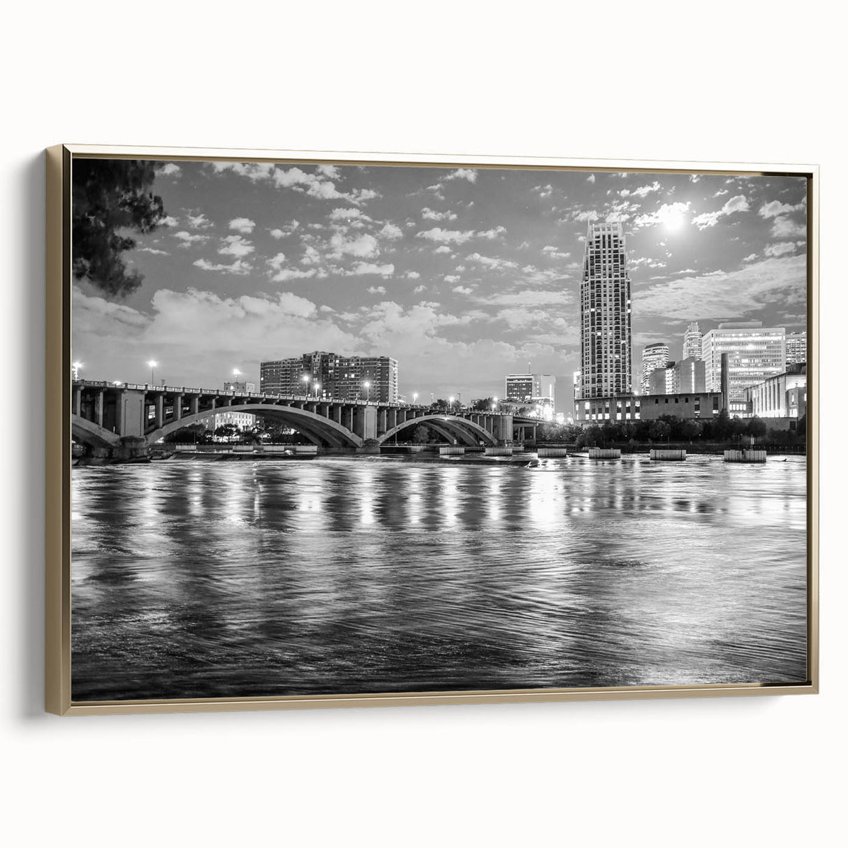 Vintage poster art featuring a black and white landscape painting on canvas, ideal for bedroom wall decor.
