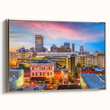 Landscape painting of a serene river scene in muted earth tones on a framed canvas, suitable for bedroom wall decor.