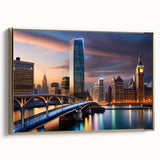 Landscape painting with vintage poster style showcasing a serene rural scene in muted earth tones on canvas.