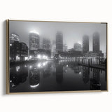 Vintage poster art of a black and white landscape painting on canvas, ideal for bedroom wall decor.