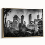 Landscape painting of a serene lake at dusk, featuring muted blue and gray tones on a framed canvas.