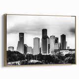 Landscape painting of a serene lake at dusk on a framed canvas, with muted gray and black tones, ideal for bedroom wall art.