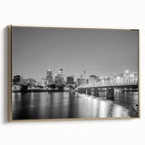 Vintage poster art featuring a black and white landscape painting on canvas, ideal for bedroom wall decor.