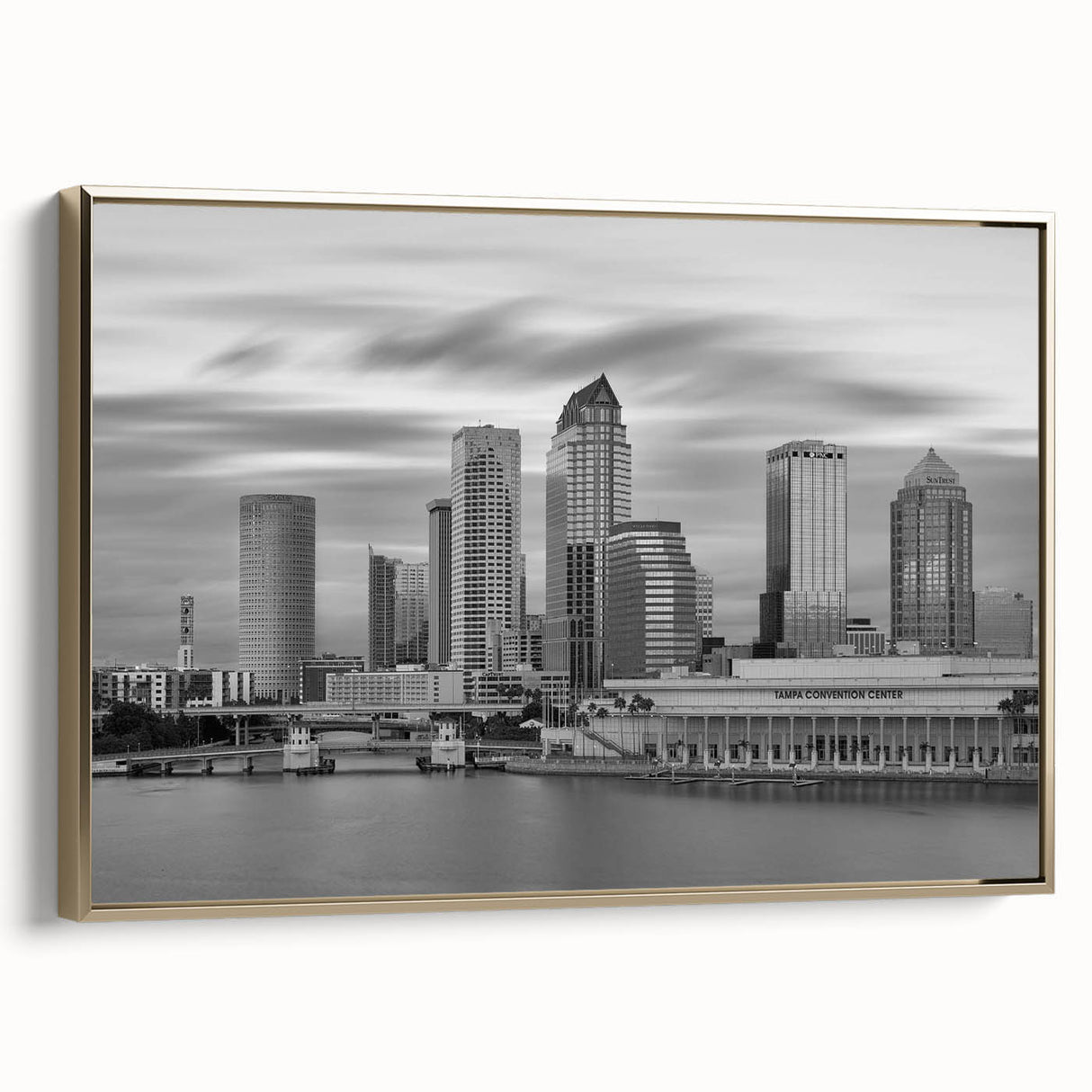 Landscape painting of a serene forest in muted green and black tones on a framed poster, ideal for bedroom wall decor.