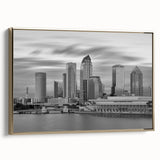Landscape painting of a serene forest in muted green and black tones on a framed poster, ideal for bedroom wall decor.