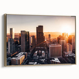 Vintage poster art of a serene landscape on black canvas, ideal for bedroom wall ambiance.