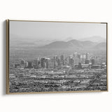Vintage poster art depicting a serene landscape in black and gray tones, ideal for bedroom wall art.