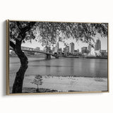 Landscape painting of serene mountains in muted greys and blacks on canvas, ideal for bedroom wall art.