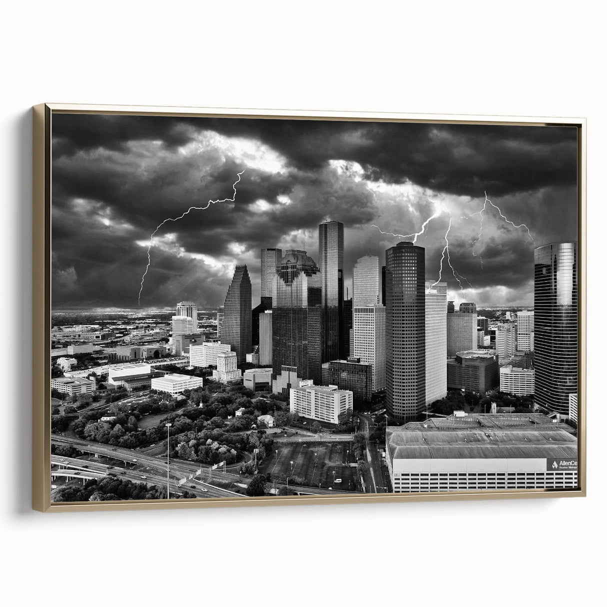 Vintage poster art of a landscape painting with muted black and gray tones on canvas, suitable for bedroom wall decor.