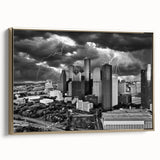 Vintage poster art of a landscape painting with muted black and gray tones on canvas, suitable for bedroom wall decor.
