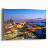 Landscape painting of a serene lake with mountains in muted greens and blues on a vintage poster, ideal for bedroom wall art.