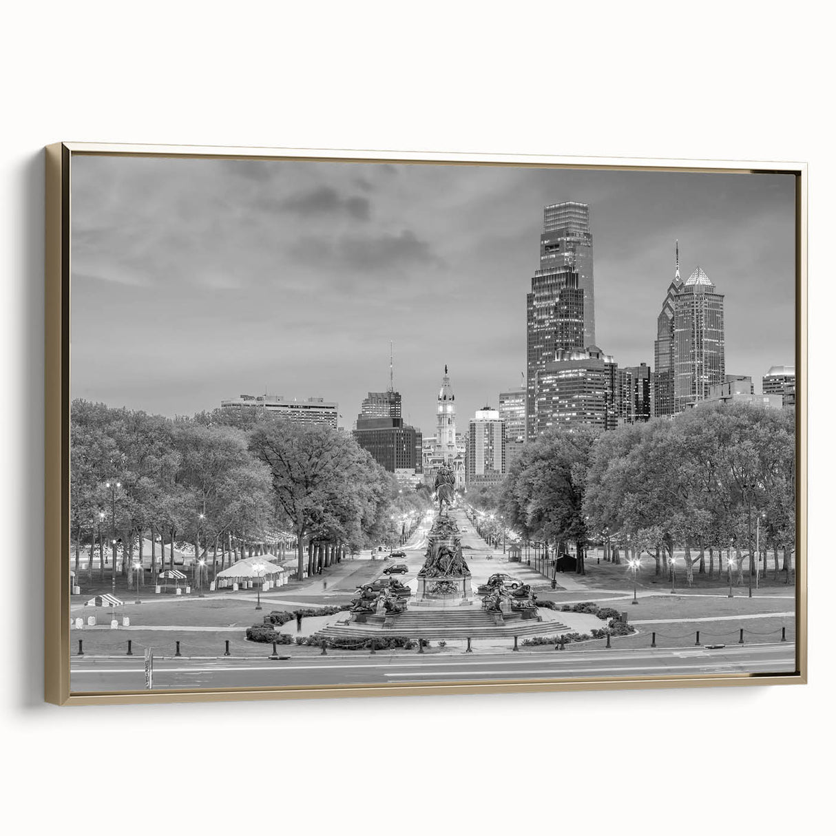 Vintage poster art of a monochrome landscape, printed on canvas, suitable for bedroom wall decor.