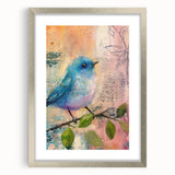 Silver frame with a mat showcasing a beautiful art print, viewed from the front, highlighting its sleek design and elegant finish, perfect for home decor.