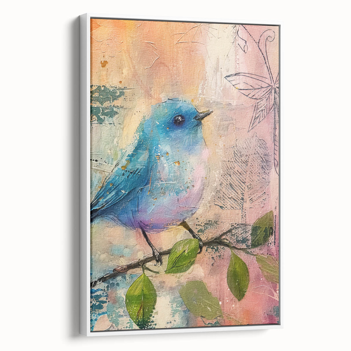 Framed canvas wall art showcasing a vibrant abstract design in bold colors, viewed from the side, perfect for modern home decor accents. Ideal for art enthusiasts looking to enhance living spaces with stylish, contemporary artwork.