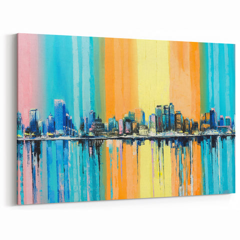 Large Abstract Architecture Canvas Print - Modern Urban Skyline Art