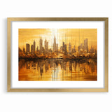 Golden Abstract Cityscape Art - Modern Architectural Wall Print